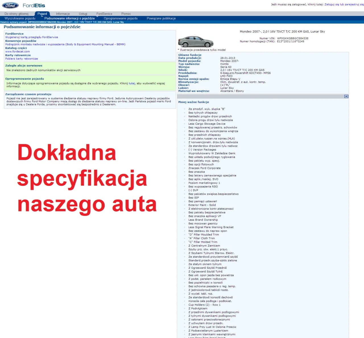 Darmowy dekoder VIN Ford - sprawdź swój numer VIN online